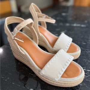 MIA Espadrille Wedge Sandals Cream Ankle Strap Summer Heels Women’s Size 9